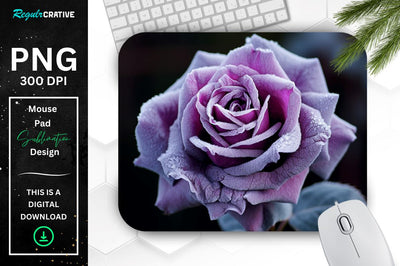 Beautiful Frost Rose Mouse Pad Sublimation Regulrcrative 