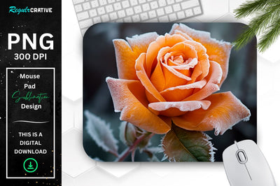 Beautiful Frost Rose Mouse Pad Sublimation Regulrcrative 