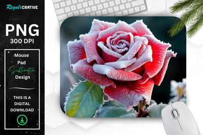 Beautiful Frost Rose Mouse Pad Sublimation Regulrcrative 