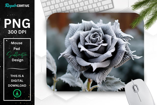 Beautiful Frost Rose Mouse Pad Sublimation Regulrcrative 