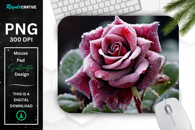 Beautiful Frost Rose Mouse Pad Sublimation Regulrcrative 