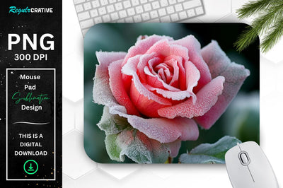 Beautiful Frost Rose Mouse Pad Sublimation Regulrcrative 