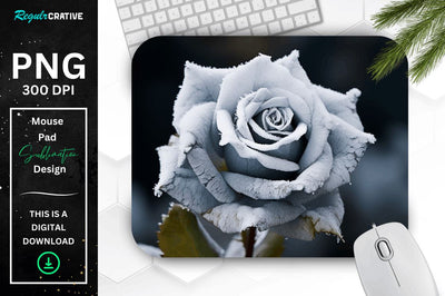 Beautiful Frost Rose Mouse Pad Sublimation Regulrcrative 