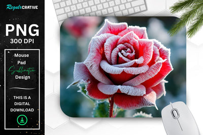 Beautiful Frost Rose Mouse Pad Sublimation Regulrcrative 