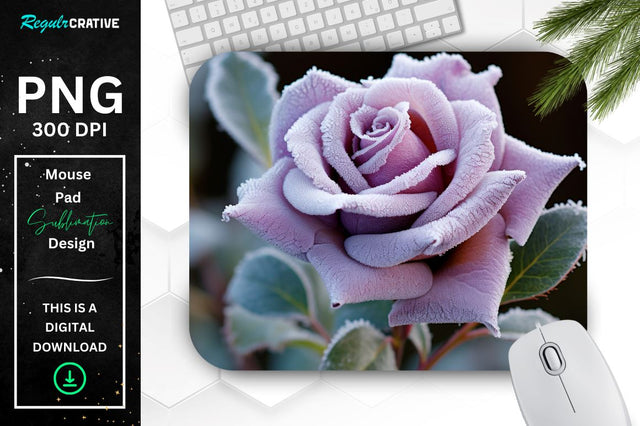 Beautiful Frost Rose Mouse Pad Sublimation Regulrcrative 