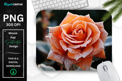 Beautiful Frost Rose Mouse Pad Sublimation Regulrcrative 