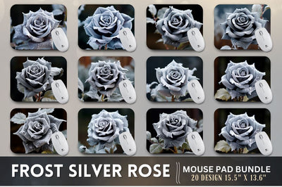Beautiful Frost Silver Rose Mouse Pad Sublimation Regulrcrative 