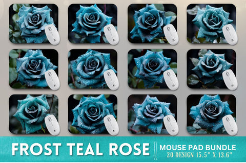 Beautiful Frost Teal Rose Mouse Pad Sublimation Regulrcrative 