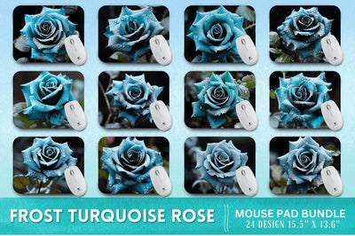 Beautiful Frost Turquoise Rose Mouse Pad Sublimation Regulrcrative 