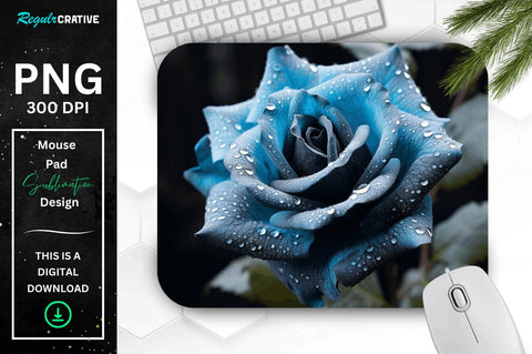 Beautiful Frost Turquoise Rose Mouse Pad Sublimation Regulrcrative 
