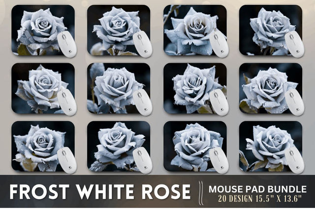 Beautiful Frost White Rose Mouse Pad Sublimation Regulrcrative 