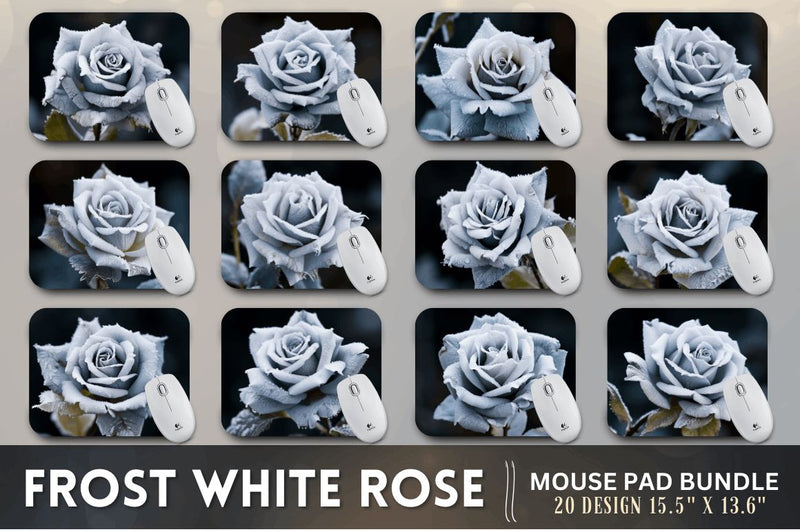 Beautiful Frost White Rose Mouse Pad Sublimation Regulrcrative 