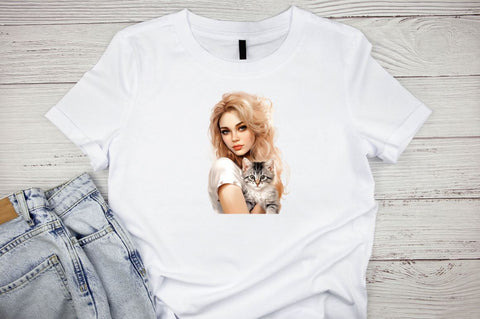 Beautiful Girl with Her Cat Sublimation Bundle Sublimation Designangry 
