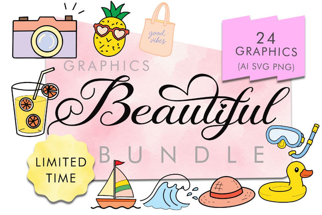 Beautiful Graphic Pack – 24 Summer-Themed Graphics (AI • SVG • PNG) SVG Prasetya Letter 