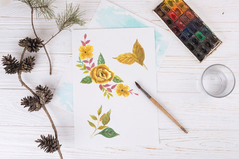 Beautiful Hand-Painted Yellow Rose Clip Art Bundle Sublimation DIYCUTTINGFILES 