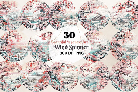 Beautiful Japanese Art Wind Spinner Sublimation Bundle Sublimation Regulrcrative 