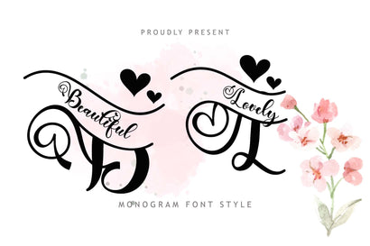 Beautiful Lovely Monogram Font Prasetya Letter 