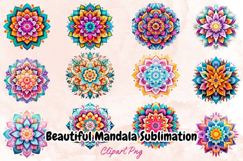 Beautiful Mandala Sublimation Clipart Bundle Sublimation Designangry 