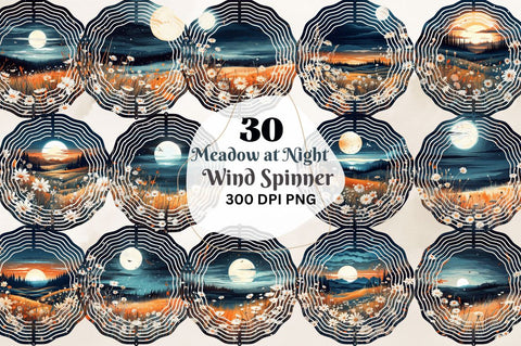 Beautiful Meadow at Night Wind Spinner Sublimation Bundle Sublimation Regulrcrative 
