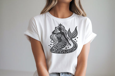 Beautiful Mermaid Princess SVG | Ocean Girl Cut File SVG Tafti Art 