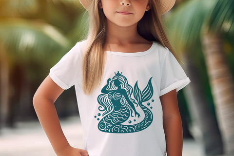 Beautiful Mermaid Princess SVG | Ocean Girl Cut File SVG Tafti Art 