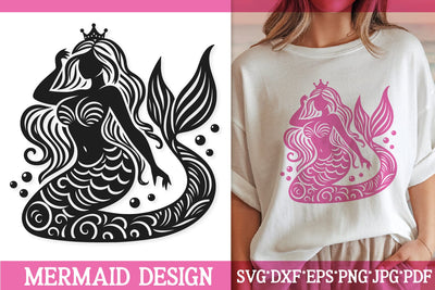 Beautiful Mermaid Princess SVG | Ocean Girl Cut File SVG Tafti Art 