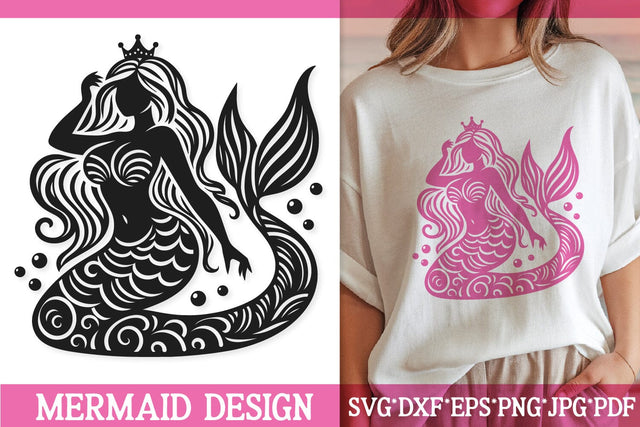 Beautiful Mermaid Princess SVG | Ocean Girl Cut File SVG Tafti Art 