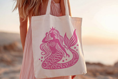 Beautiful Mermaid Princess SVG | Ocean Girl Cut File SVG Tafti Art 