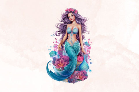 Beautiful Mermaid Sublimation Clipart Bundle SVG Designangry 