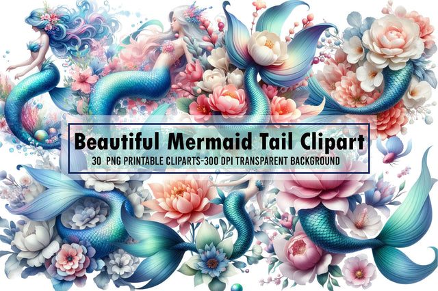 Beautiful Mermaid Tail Clipart PNG Sublimation designartist 