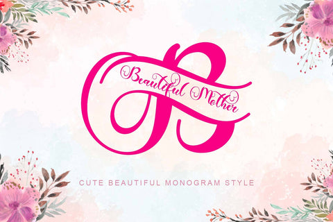 Beautiful Mother Monogram Font Prasetya Letter 