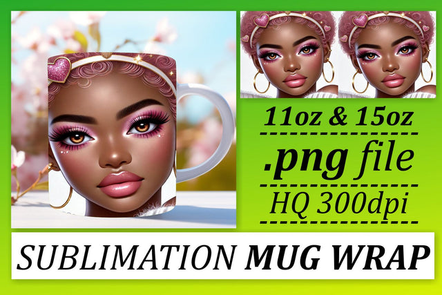Beautiful mug wraps, great for gifts and decor! , Love Girl Sublimation afrosvg 