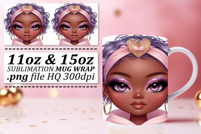 Beautiful mug wraps, great for gifts and decor! , Love Girl Sublimation afrosvg 