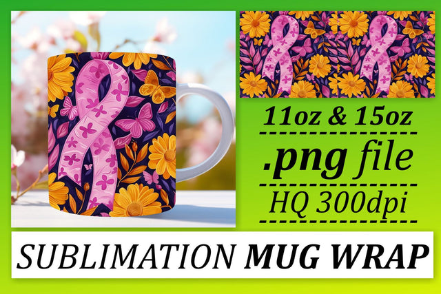 Beautiful October Mug – Pink Ribbon Sublimation Design 11oz & 15oz Sublimation afrosvg 
