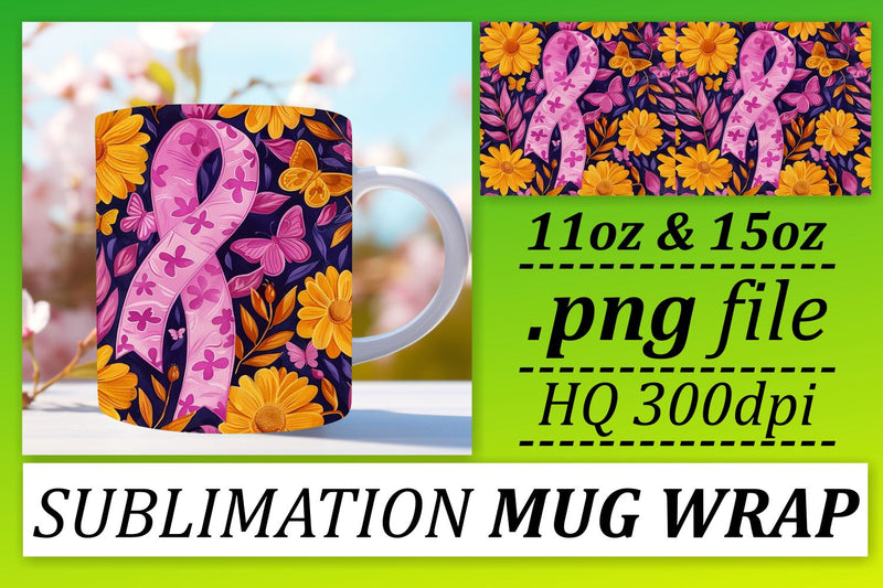 Beautiful October Mug – Pink Ribbon Sublimation Design 11oz & 15oz Sublimation afrosvg 