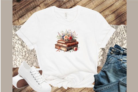 Beautiful Old Books with Flowers Clipart Sublimation designartist 