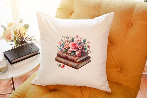 Beautiful Old Books with Flowers Clipart Sublimation designartist 