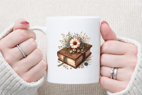 Beautiful Old Books with Flowers Clipart Sublimation designartist 