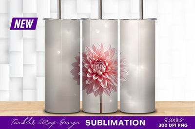 Beautiful Pink Dahlia Flower Tumbler Png Design Sublimation Regulrcrative 