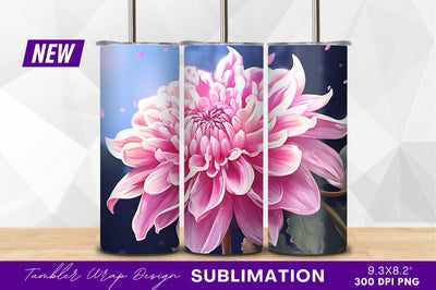 Beautiful pink dahlia flower tumbler png Sublimation Regulrcrative 