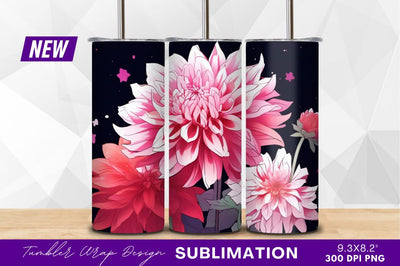 Beautiful pink dahlias on dark background Sublimation Regulrcrative 