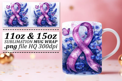 Beautiful Pink Ribbon Design – 11oz & 15oz Mug Sublimation Sublimation afrosvg 