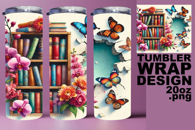 Beautiful PNG tumbler wrap, ideal for drinkware! , Books Sublimation HoodArtCraft 
