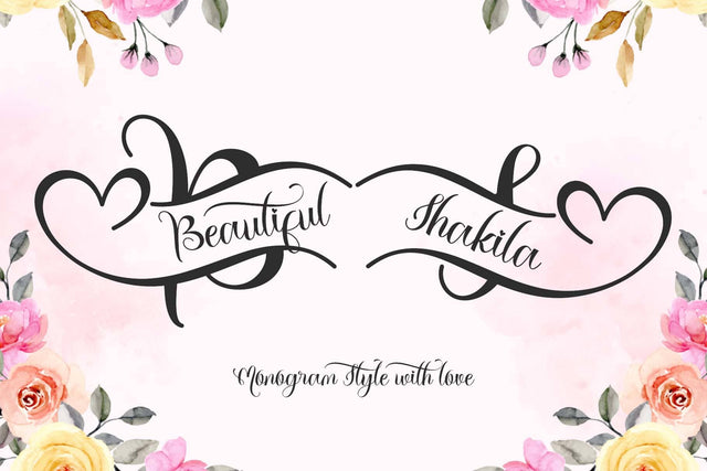 Beautiful Shakila Monogram Font Prasetya Letter 