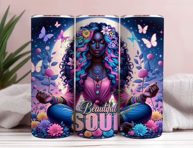 Beautiful Soul 20oz Skinny Straight Tumbler Sublimation Design, Tumbler Wrap For Her PNG, Digital Download Sublimation PixelChick 
