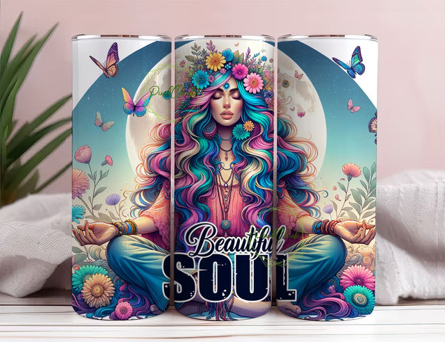 Beautiful Soul 20oz Skinny Straight Tumbler Sublimation Design, Tumbler Wrap For Her PNG, Digital Download Sublimation PixelChick 