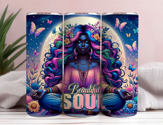 Beautiful Soul 20oz Skinny Straight Tumbler Sublimation Design, Tumbler Wrap For Her PNG, Digital Download Sublimation PixelChick 