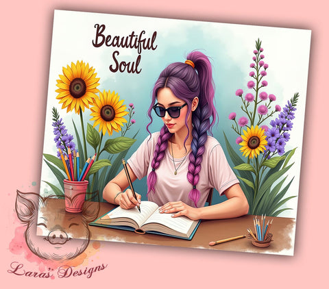 Beautiful Soul Tumbler, Inspirational Tumbler Wrap, 20oz Sublimation Design, Soulful Tumbler PNG, Digital Download Tumbler, Custom Tumbler Design, Positive Vibes Tumbler Sublimation Lara' s Designs 