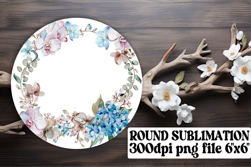 Beautiful Spring Floral Wreath Round Sublimation afrosvg 