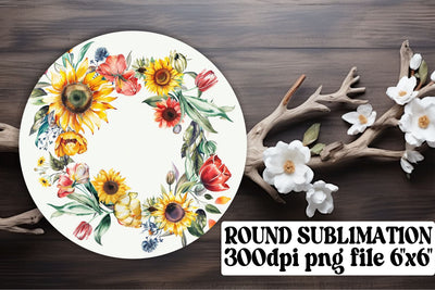Beautiful Spring Watercolor Wreath Sublimation afrosvg 